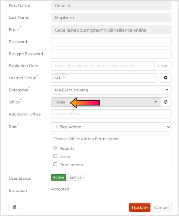 AddOfficeUserAdmin_Primary Office