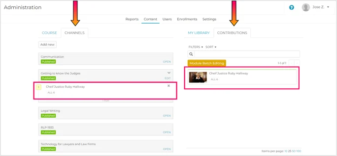 Channels_Location Of Learner content