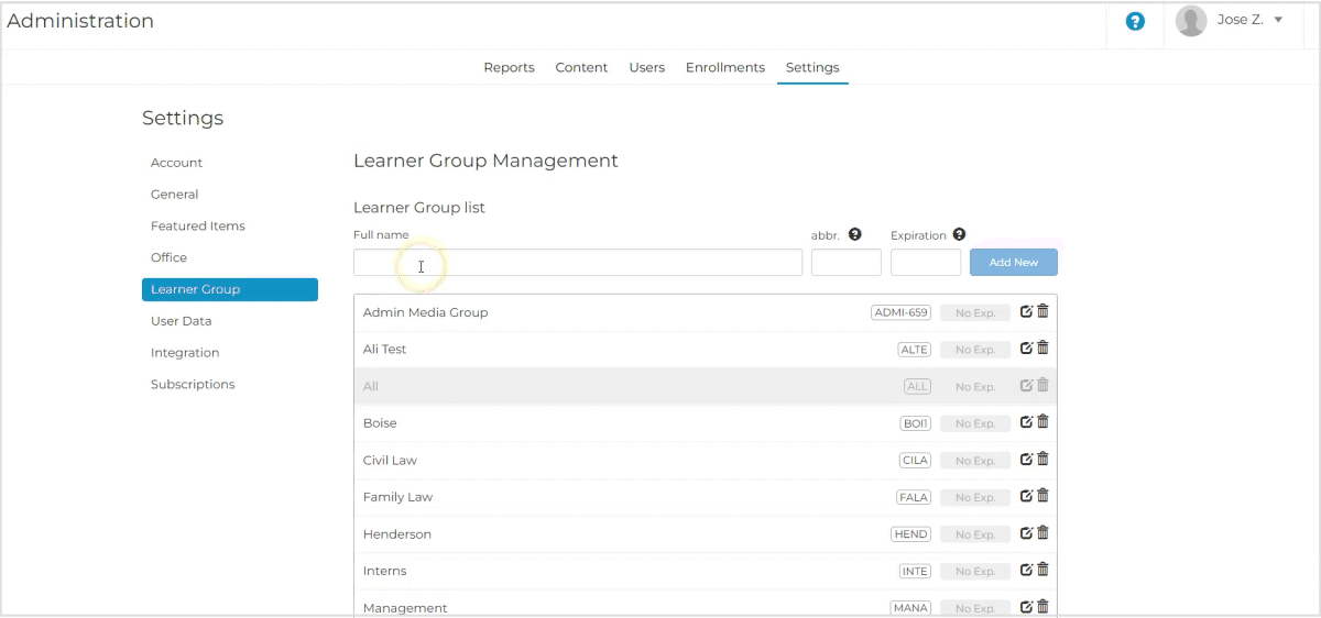 Creating, Assigning, and Removing Learner Groups