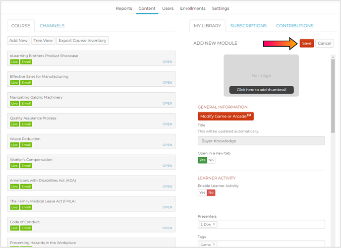 NewGameArcade_save module