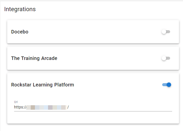 Rockstar Learning platform instance, and clicking on Save