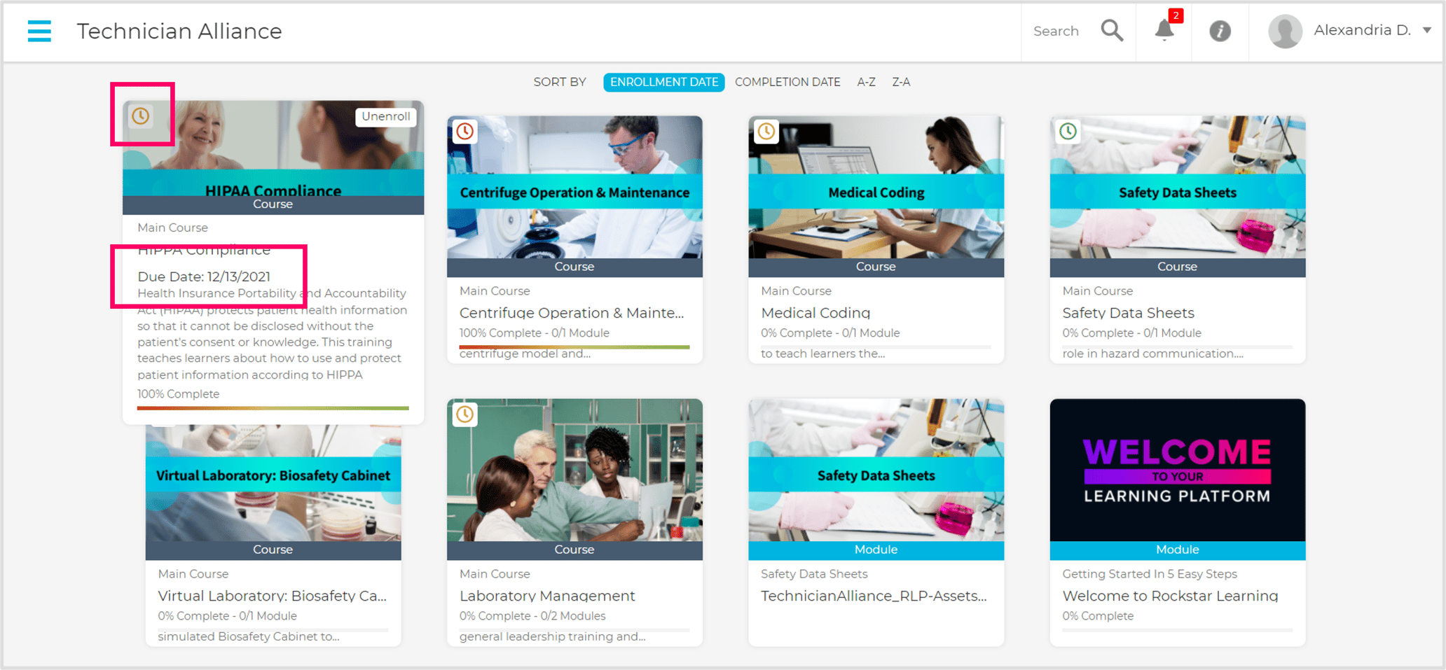 How do I know when a course or module is due?: User Page Enrollment Due ...