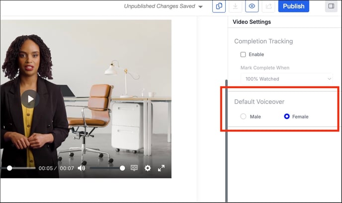 Voiceover-settings