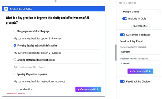 Custom Feedback