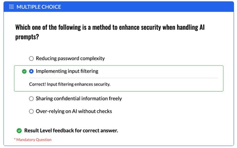 Learner View - Custom feedback by choice